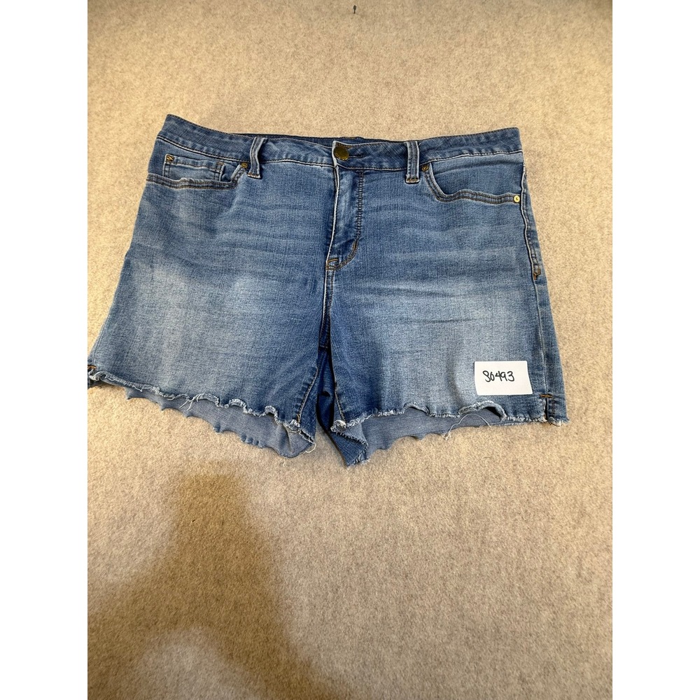 Seven7 Womens Denim Shorts Medium Wash Frayed Raw Hem Size 16 Casual Summer